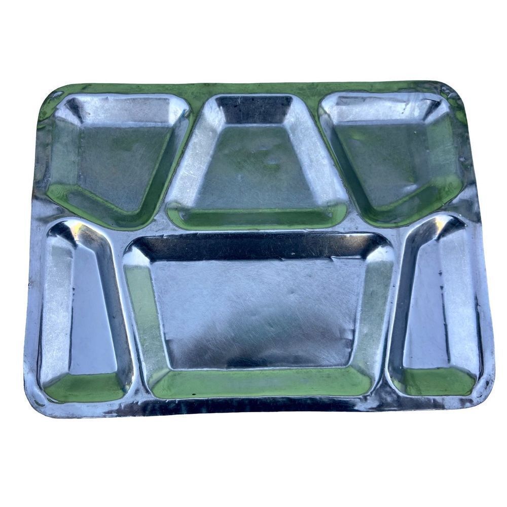 1 Vintage US Military GI Stainless Steel 6 Compartment Mess Hall Tray